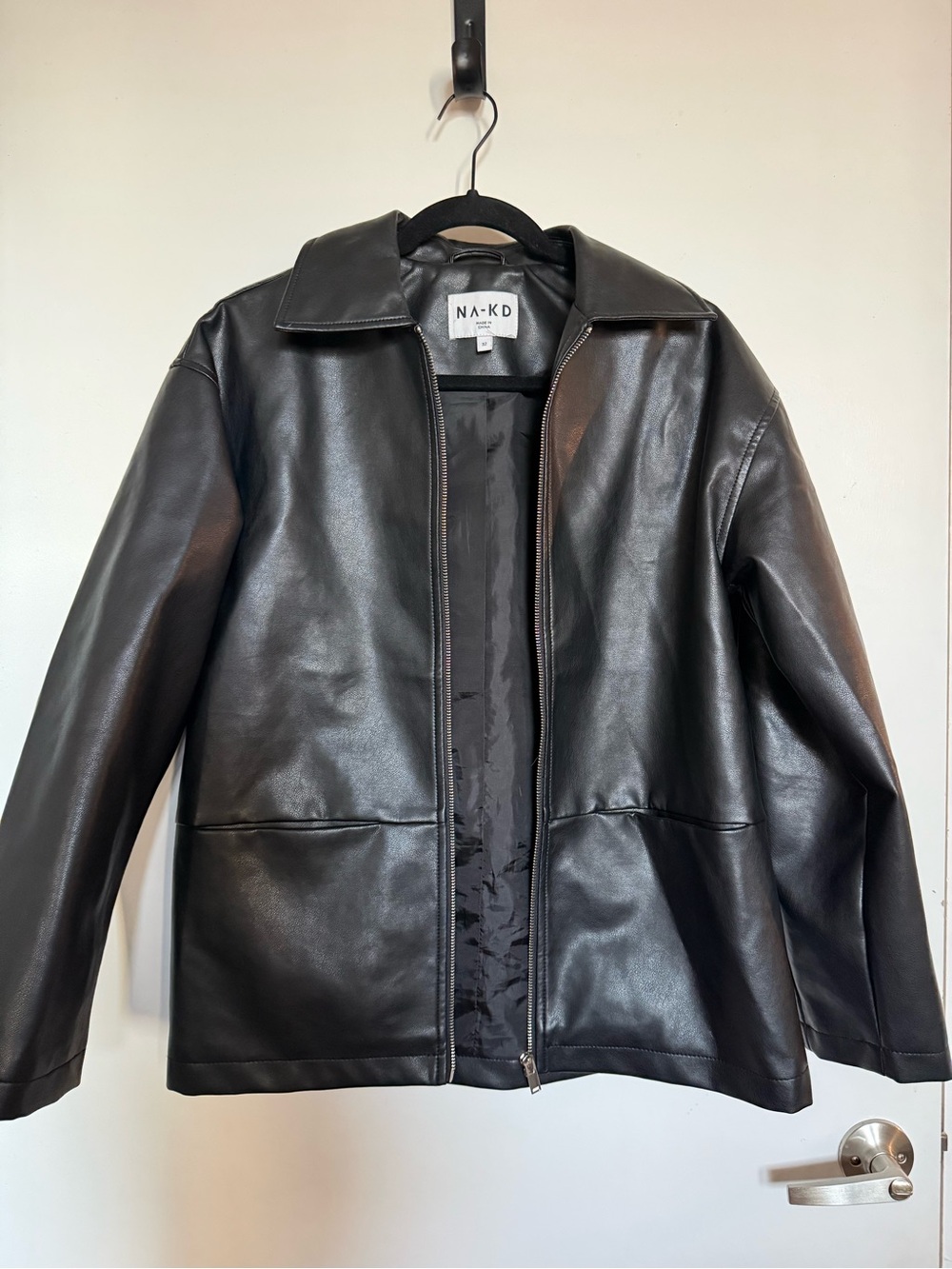 NA-KD Black Faux Leather Zip Jacket